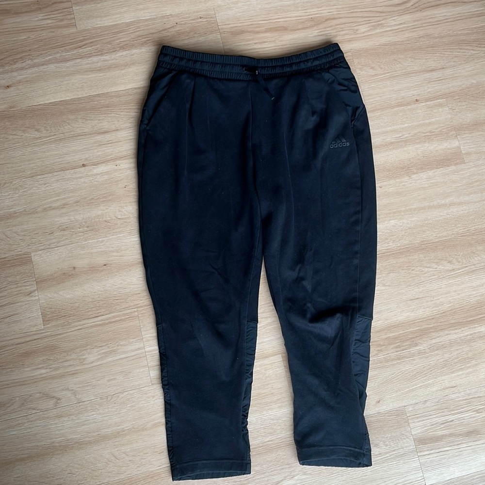 Women’s black mixed media adidas sweatpants
